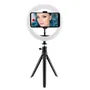 Ksix BXYOUTUB01 Anillo LED con Trípode para Smartphone - Kit Studio Live, 3 Temperaturas y 10 Intensidades de Luz, 800 lm, USB, 20 cm