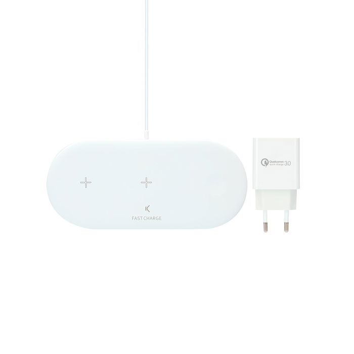 Cargador Inalámbrico KSIX Apple-compatible Blanco Cargador Inalámbrico KSIX Apple-compatible Blanco