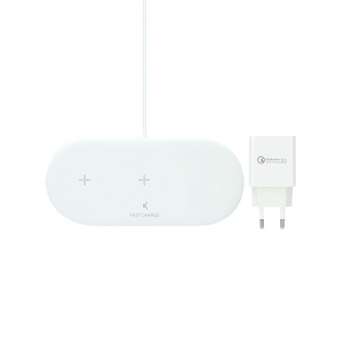 Cargador Inalámbrico KSIX Apple-compatible Blanco Cargador Inalámbrico KSIX Apple-compatible Blanco