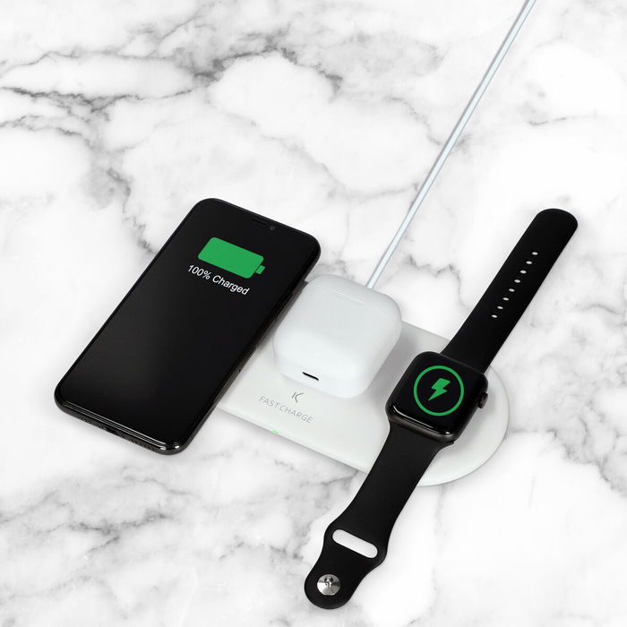 Cargador Inalámbrico KSIX Apple-compatible Blanco Cargador Inalámbrico KSIX Apple-compatible Blanco