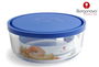 Borgonovo Fiambrera Redonda con Tapa Azul, Colección Igloo, Cristal, Ø 21.5 cm x 9 cm, 2200 cc (6 Unidades)