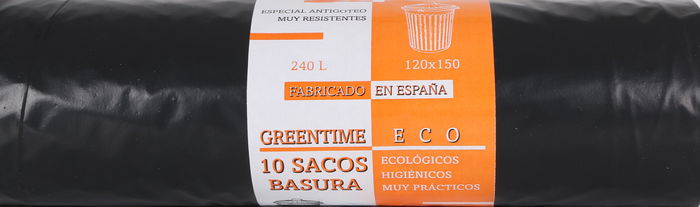 Greentime Sacos de Basura Eco, 10 Unidades, 120 x 150 cm, G200, 240 Litros (10 Unidades)