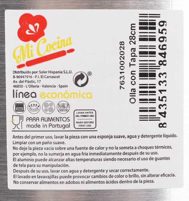 Mi Cocina Olla con Tapa de Aluminio 28cm 12lt