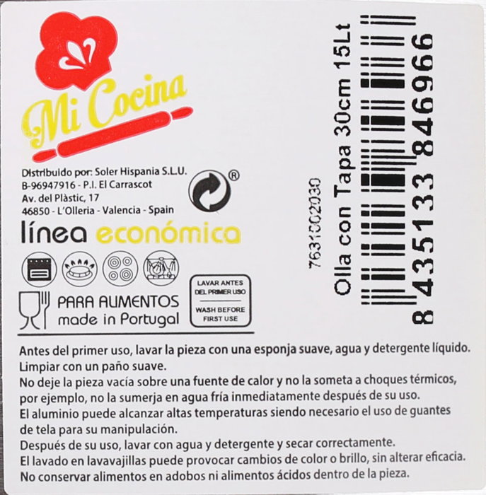 Mi Cocina Olla con Tapa de Aluminio 30 cm, 15 Litros (2 Unidades)