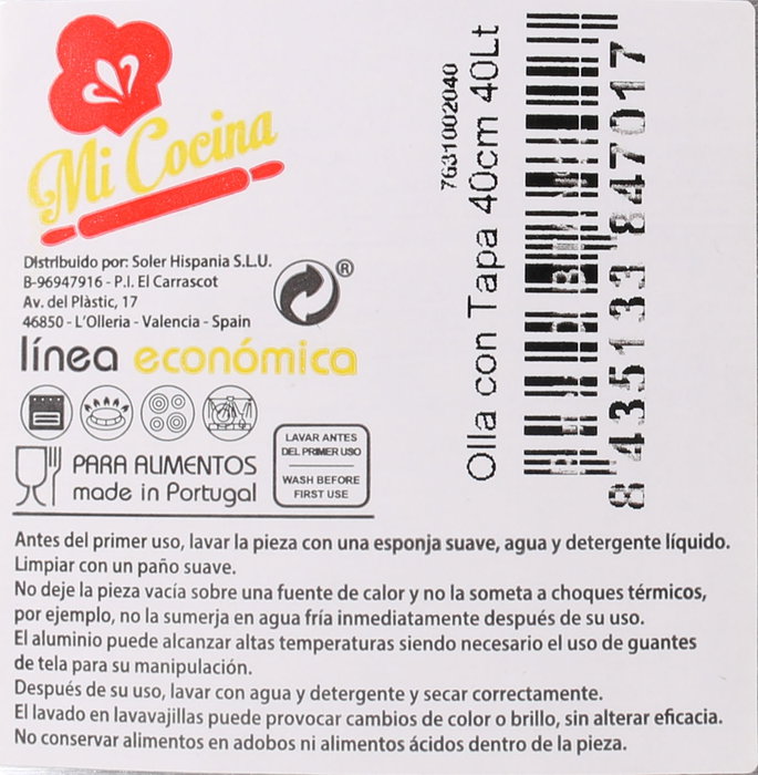 Mi Cocina Olla con Tapa de Aluminio 40 cm 40 Litros Mi Cocina Olla con Tapa de Aluminio 40 cm 40 Litros