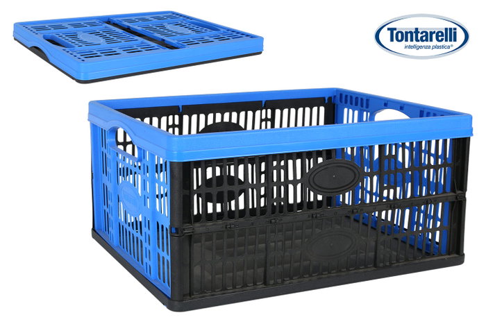 Tontarelli Caja Plegable 32L 47.5 cm x 35 cm x 23.6 cm Azul/Negro (10 Unidades)