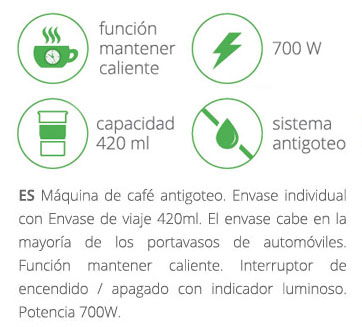 Kiwi Cafetera C/Mug Take Away 420Cc, Dimensiones: 20 cm Ancho x 26 cm Alto x 15 cm Largo