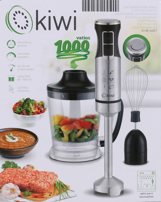 Kiwi Set Batidora-Picadora 1000W 1L, 22x27x14 cm