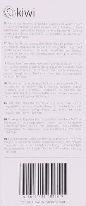 Kiwi Plancha Asar Eléctrica 47x27 cm