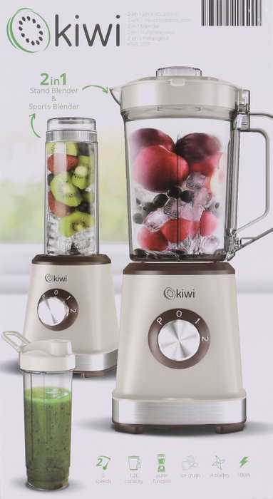 Kiwi Batidora-Licuadora 2 en 1, 500W, 1.2L