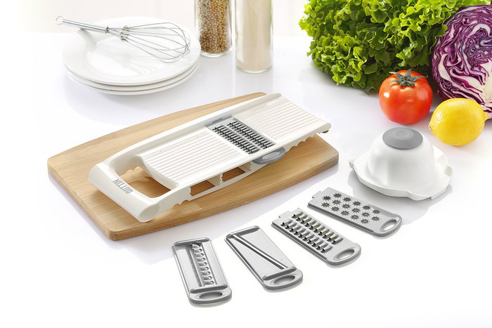 Quttin Mandolina 5 Funciones 28.6 cm Largo x 7.8 cm Ancho x 12.1 cm Alto (12 Unidades)