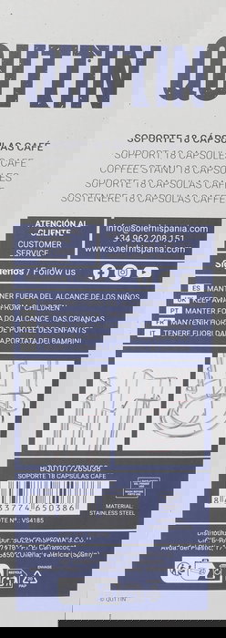 Quttin Soporte para 24 Cápsulas de Café, 18 Piezas, Medidas 11.5x33 cm (6 Unidades) Quttin Soporte para 24 Cápsulas de Café, 18 Piezas, Medidas 11.5x33 cm (6 Unidades)
