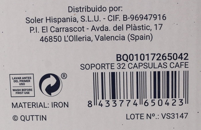 Quttin Soporte para 32 Cápsulas de Café 12.5x11.2x30 cm (6 Unidades)