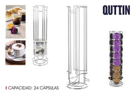 Quttin Soporte para 24 Cápsulas de Café, Organizador de Cápsulas Nespresso y Nescafé Dolce Gusto, Medidas 12x43 cm (6 Unidades)