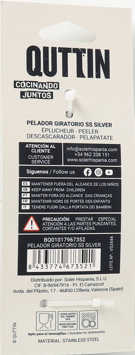 Quttin Pelador Giratorio Ss Silver 17 x 7 x 2 cm (12 Unidades) Quttin Pelador Giratorio Ss Silver 17 x 7 x 2 cm (12 Unidades)