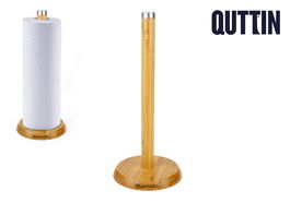 Qutt - Soporte para Rollo de Cocina, Base de 16 cm, Bambú, 33 cm de Alto, Organización Cocina (12 Unidades)