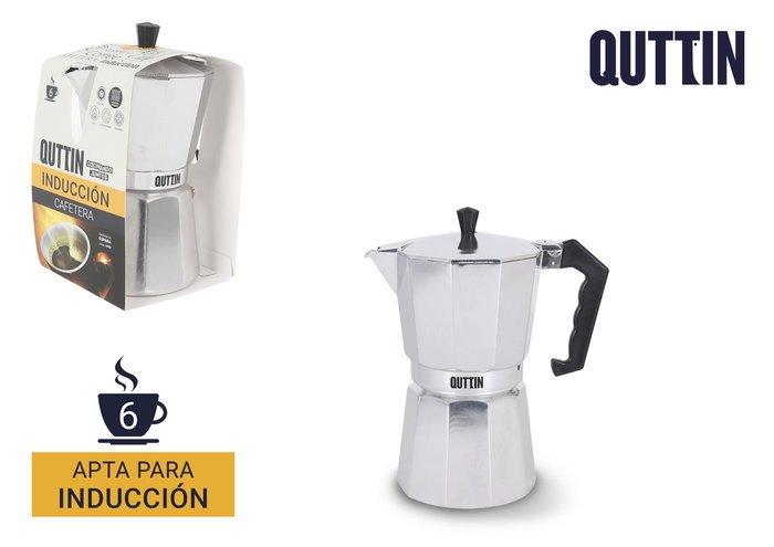 Quttin Cafetera de Aluminio para 6 Servicios, Inducción, 10.5x17x19 cm (6 Unidades) Quttin Cafetera de Aluminio para 6 Servicios, Inducción, 10.5x17x19 cm (6 Unidades)