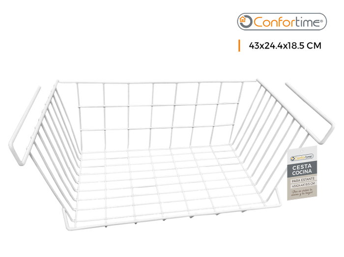 Confortime Cesta para Estante de Cocina 43 x 24.4 x 18.5 cm Colección White (12 Unidades)