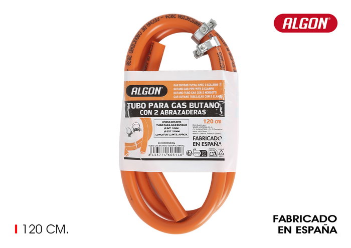 Algon Bbq Tubo de Gas Butano 120 cm con Abrazaderas (12 Unidades) Algon Bbq Tubo de Gas Butano 120 cm con Abrazaderas (12 Unidades)