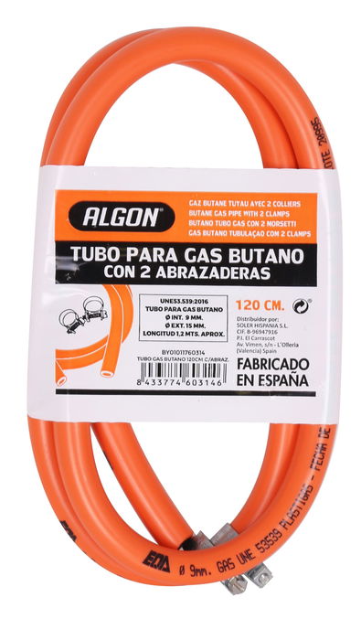 Algon Bbq Tubo de Gas Butano 120 cm con Abrazaderas (12 Unidades) Algon Bbq Tubo de Gas Butano 120 cm con Abrazaderas (12 Unidades)