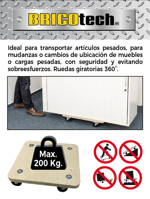 Bricotec Base De Madera C/Ruedas 30x30 cm Carga 5.98 kg (4 Unidades) Bricotec Base De Madera C/Ruedas 30x30 cm Carga 5.98 kg (4 Unidades)