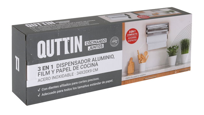 Quttin Dispensador Aluminio-Film-Papel 34 cm x 20 cm x 7 cm (6 Unidades)