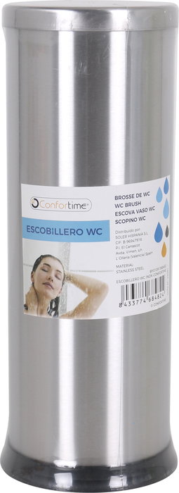 Confortime Escobillero WC Inox Medidas 10x10x27.5 cm (12 Unidades)