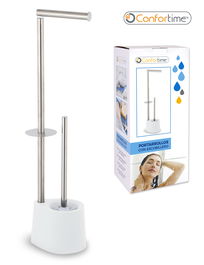 Confortime Portarrollos con Escobillero Acero 12,5 cm ancho x 33 cm alto x 16,3 cm largo (4 Unidades)