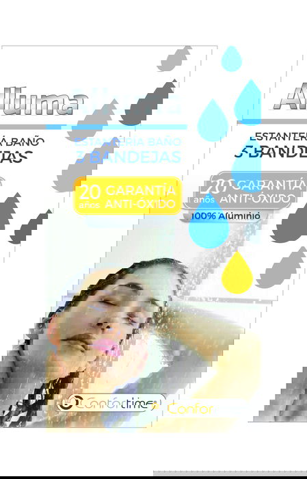 Confortime Estantería Baño 3 Bandejas 29 x 18 x 65.5 cm (4 Unidades)