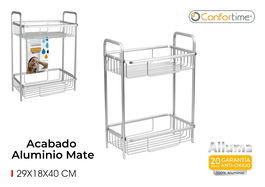 Confortime Estanteria Baño 2 Bandejas Alluma 29 x 18 x 40 cm (4 Unidades)
