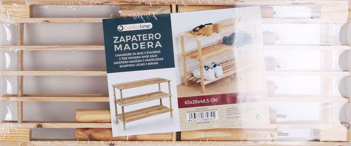 Confortime Zapatero de Madera 3 Pisos, 63 x 26 x 48.5 cm (6 Unidades)