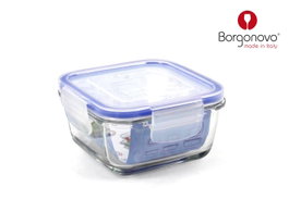 Borgonovo Tarro Hermético Superblock Cuadrado 11 cm con Tapa (12 Unidades)