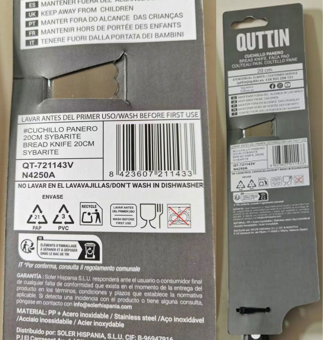 Quttin Cuchillo Panero Sybarite 20 cm (8 Unidades)