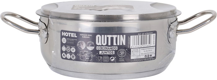Quttin Cacerola con Tapa de Acero Inoxidable 20 cm 0.8 mm 2.5 L (4 Unidades)