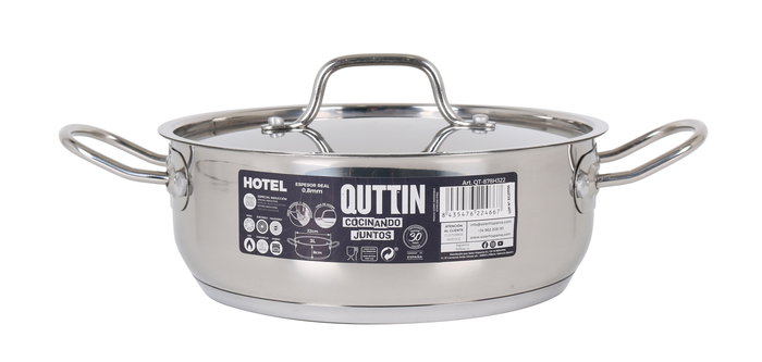Quttin Cacerola con Tapa Acero Inoxidable 22 cm 0.8 mm (4 Unidades)