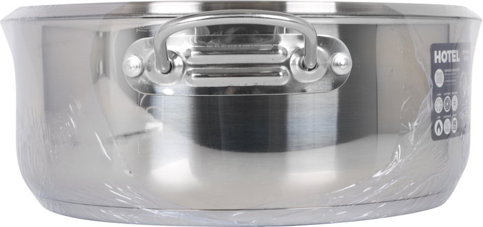 Quttin Cacerola Industrial con Tapa de Acero, 28 cm de Diametro, Espesor 0.8 mm, Capacidad 6.5 Litros (2 Unidades)