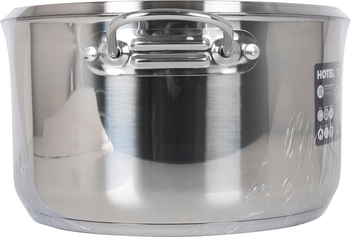 Quttin Olla con Tapa de Acero Inoxidable 26 cm x 15 cm, 7.5 Litros, Grosor 0.8 mm (2 Unidades)