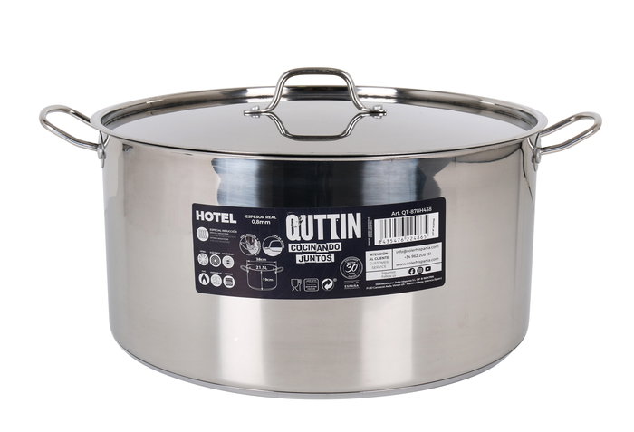 Quttin Olla Acero Inoxidable 38 cm 0.8 mm 21.5 L con Tapa