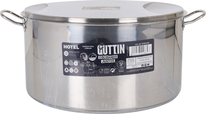 Quttin Olla Acero Inoxidable 38 cm 0.8 mm 21.5 L con Tapa
