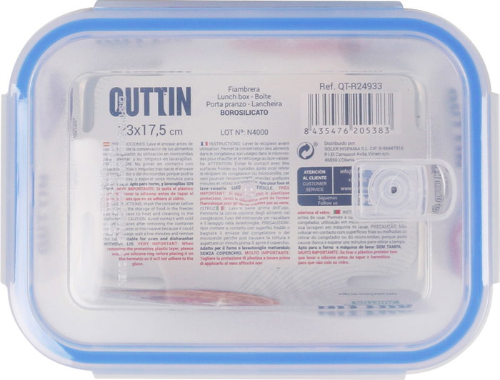 Quttin Fiambrera Rectangular Hermética 23 x 17.5 cm 1.5 L (6 Unidades)