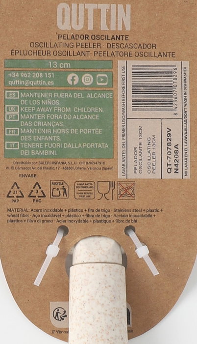 Quttin Prx-120 Pelador Oscilante 13 cm Bio - Ancho 7.5 cm, Alto 1.5 cm, Largo 19.6 cm (24 Unidades)