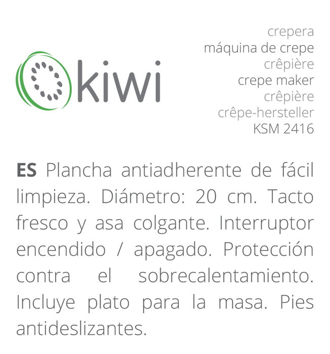Kiwi Crepera Eléctrica Ø20 cm 600W