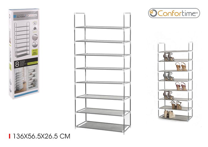 Confortime Estante Multiuso con 8 Baldas, 136 x 56.5 x 26.5 cm, Color Nogal (6 Unidades) Confortime Estante Multiuso con 8 Baldas, 136 x 56.5 x 26.5 cm, Color Nogal (6 Unidades)