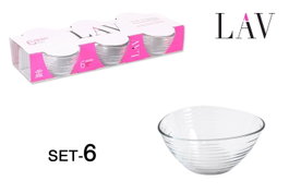 LAV Set de 6 Bowls de Vidrio Derin para Postre o Ensalada, 7 cm de Diámetro
