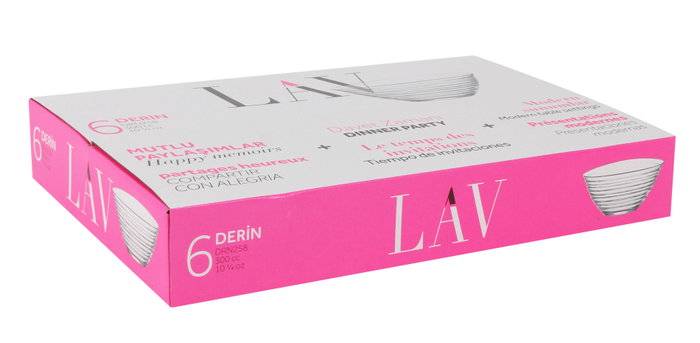 LAV Set de 6 Bols Derin - Bols para Ensalada o Postre, 12 cm de Diámetro (300 cc) - Conjunto de Cuencos (8 Cajas)