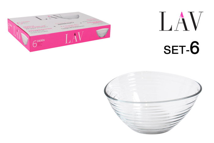 LAV Set de 6 Bols Derin - Bols para Ensalada o Postre, 12 cm de Diámetro (300 cc) - Conjunto de Cuencos (8 Cajas)