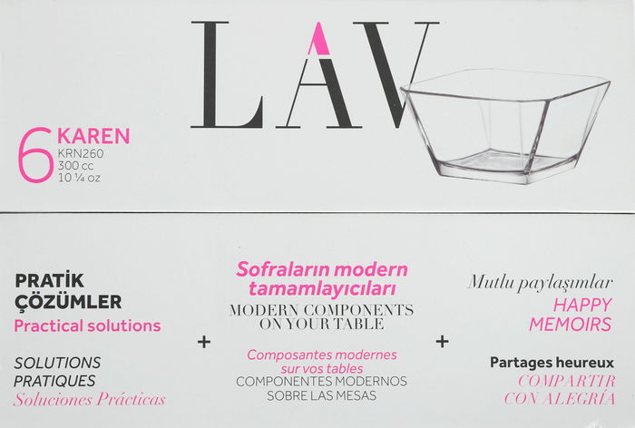 Lav Set 6 Boles Cuadrados 10.5 x 10.5 x 5.7 cm (8 Cajas)