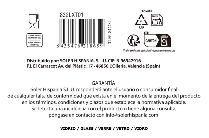 La Mediterranea Vaso Sidari 270 cc Transparente 8x8x10.2 cm (48 Unidades)