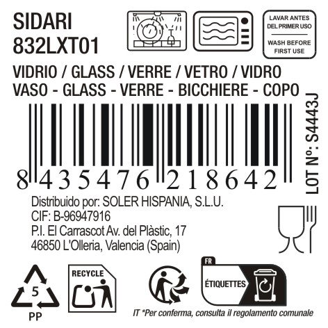 La Mediterranea Vaso Sidari 270 cc Transparente 8x8x10.2 cm (48 Unidades)