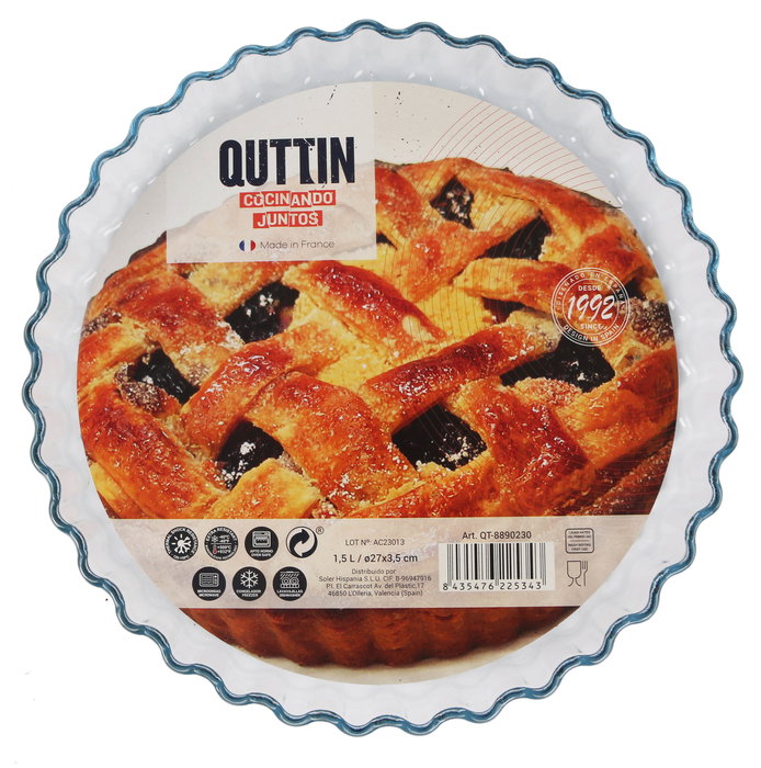 Quttin Molde Tarta Vidrio Rizado 1.5 Litros 27 x 3.5 cm (6 Unidades)